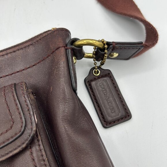 Coach Penelope Brown Leather Swingpack Crossbody Bag Purse Turn Lock Women's - Picture 2 of 7